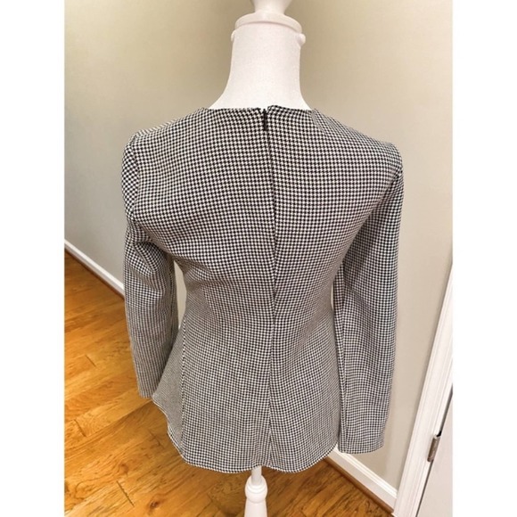 ZARA WOMEN’S HOUNDSTOOTH PEPLUM BLOUSE - Picture 4 of 4